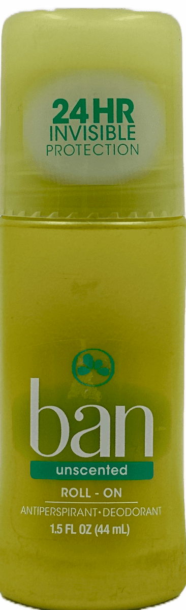 Ban - Unscented Roll on - 24 HR Invisible Protection - 1.5 Oz