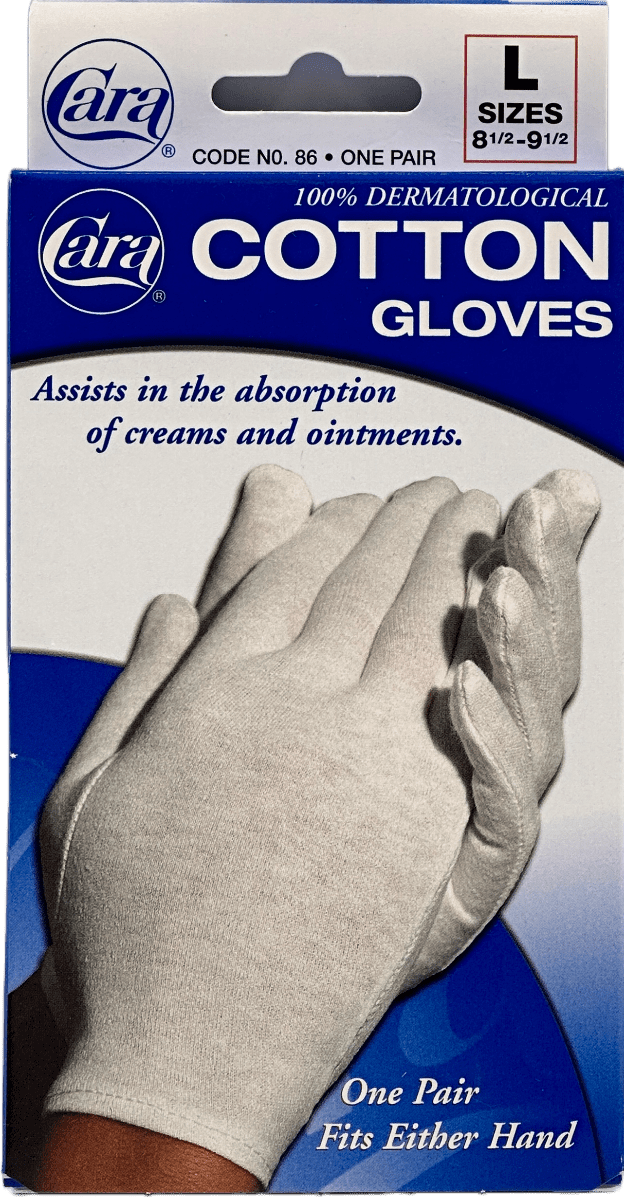 Cara - 100% Dermatological Cotton Gloves - L Size - One Pair
