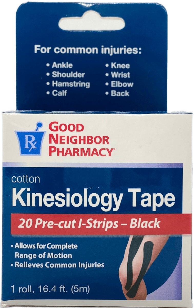 Good Neighbor Pharmacy Cotton Kinesiology Tape - 20 Pre-Cut I-Strips Black - 1 Roll